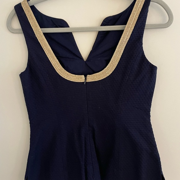 Navy and gold embroidered Lilly Pulitzer top - Picture 2 of 3